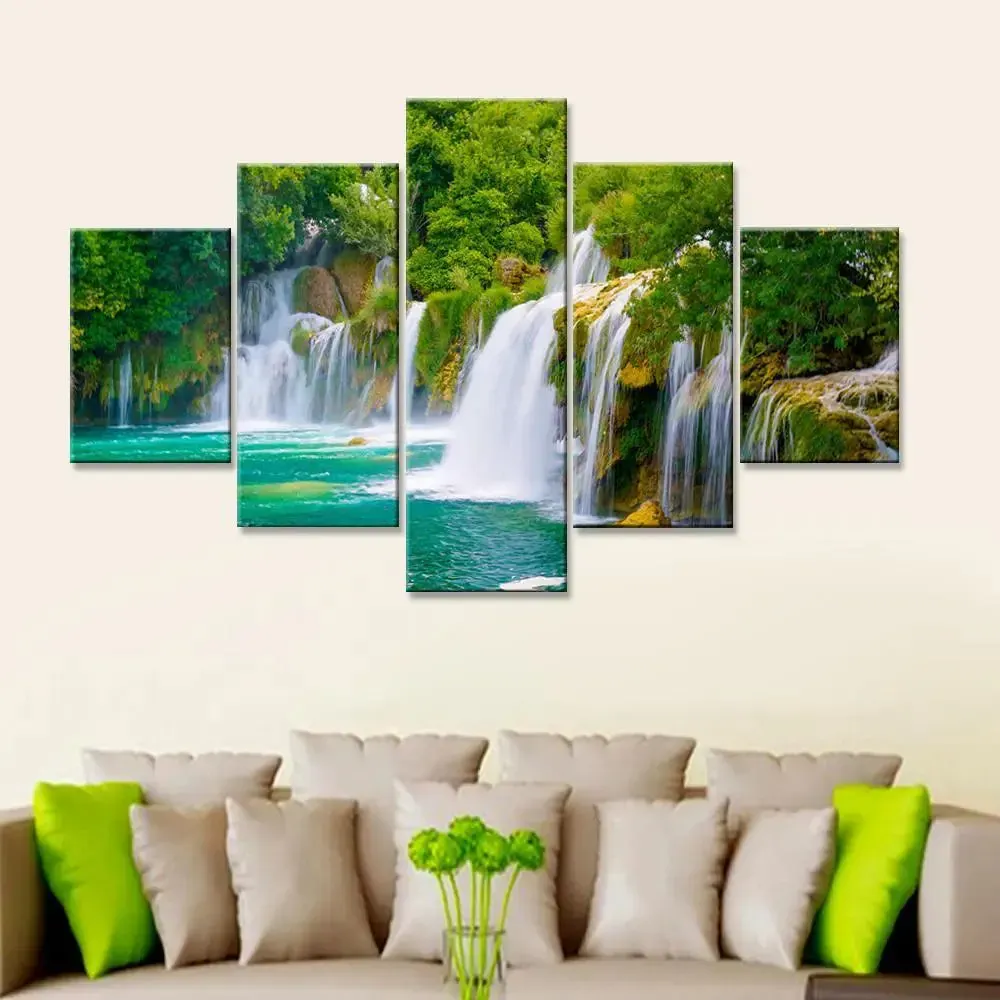 Waterfall Jungle Nature Scenery Canvas Wall Painting – WallMantra